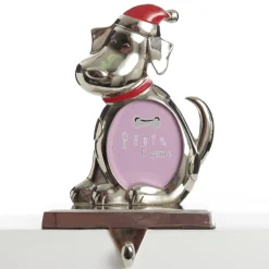 Chrome Dog Christmas Stocking Hanger with Photo Holder Clearance