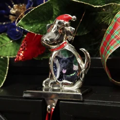 Chrome Dog Christmas Stocking Hanger with Photo Holder Clearance