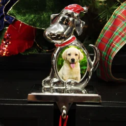 Chrome Dog Christmas Stocking Hanger with Photo Holder Clearance
