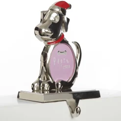 Chrome Dog Christmas Stocking Hanger with Photo Holder Clearance