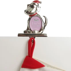 Chrome Dog Christmas Stocking Hanger with Photo Holder Clearance