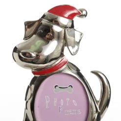Chrome Dog Christmas Stocking Hanger with Photo Holder Clearance