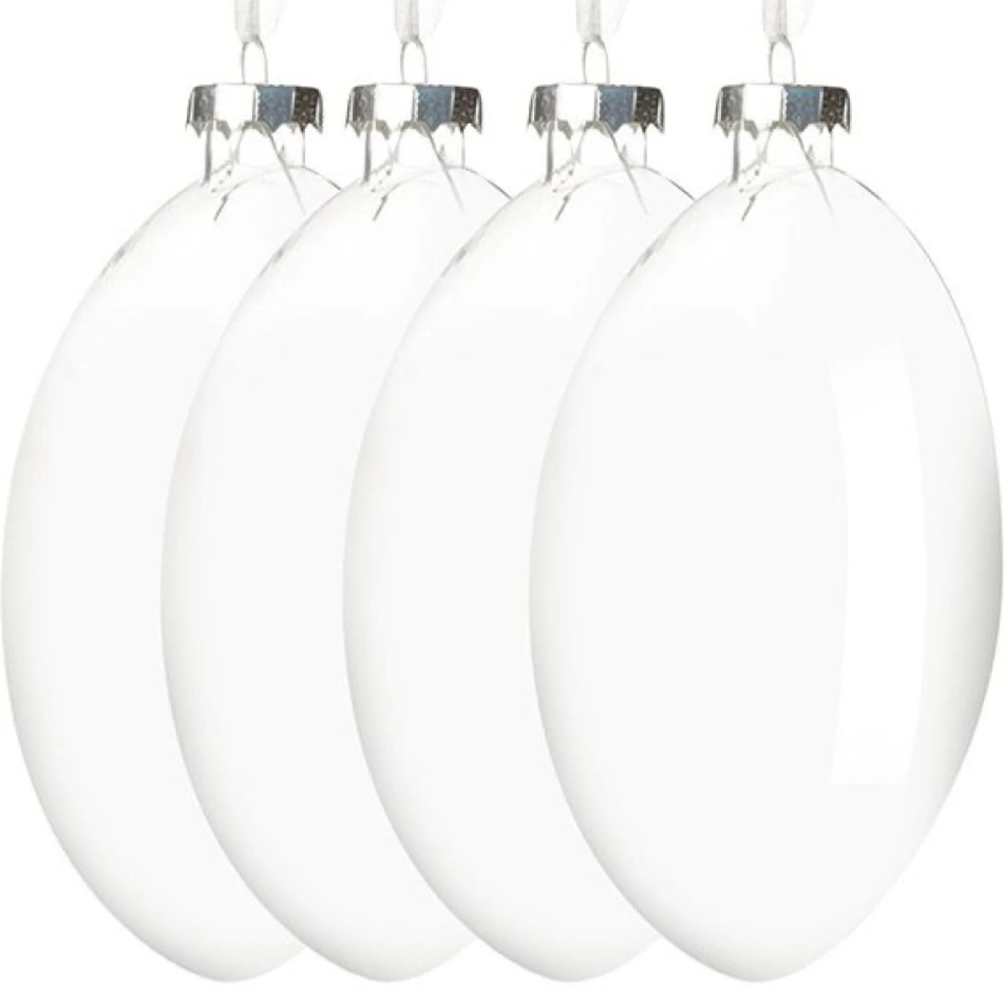 Clear Glass Craft Round Disc Bauble Decoration - Set of 4 New