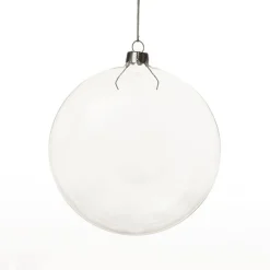 Clear Glass Craft Round Disc Bauble Decoration - Set of 4 New