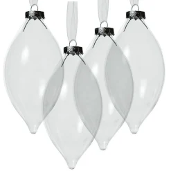 Clear Glass Craft Teardrop Bauble - Set of 4 Clearance