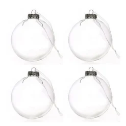 8cm Clear Glass Craft Bauble - Set of 4 Best