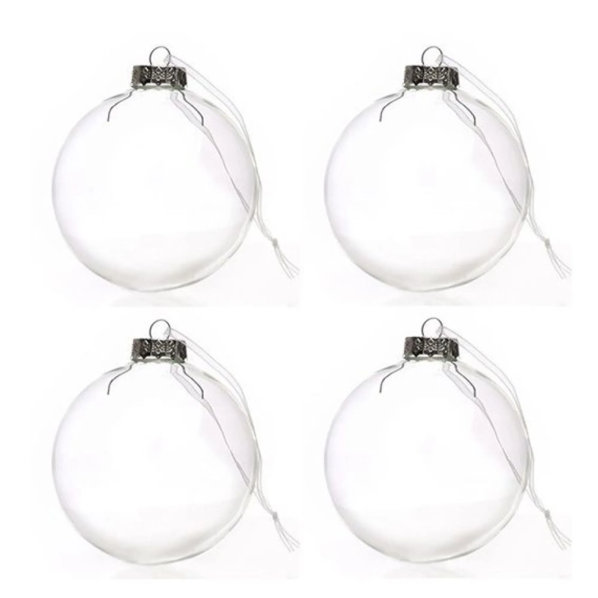 8cm Clear Glass Craft Bauble - Set of 4 Best