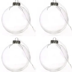 10cm Clear Glass Craft Bauble - Set of 4 Hot