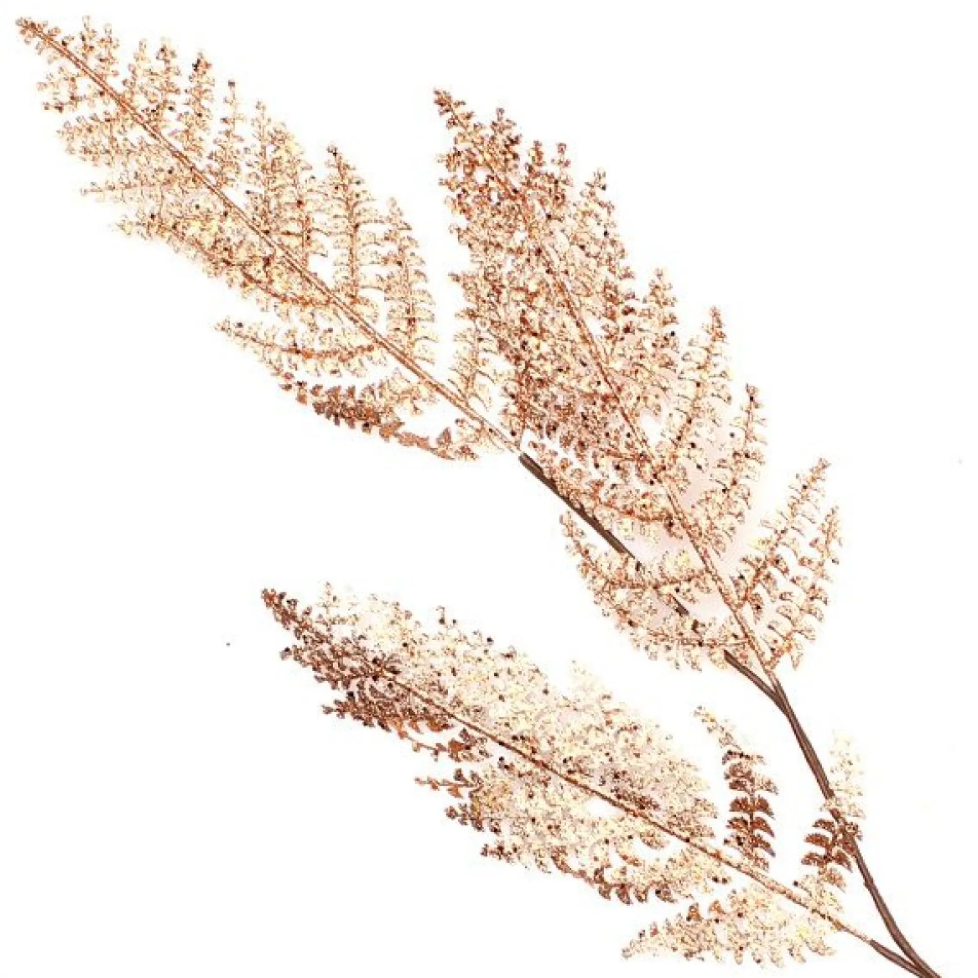 Copper Glitter Fern Spray New