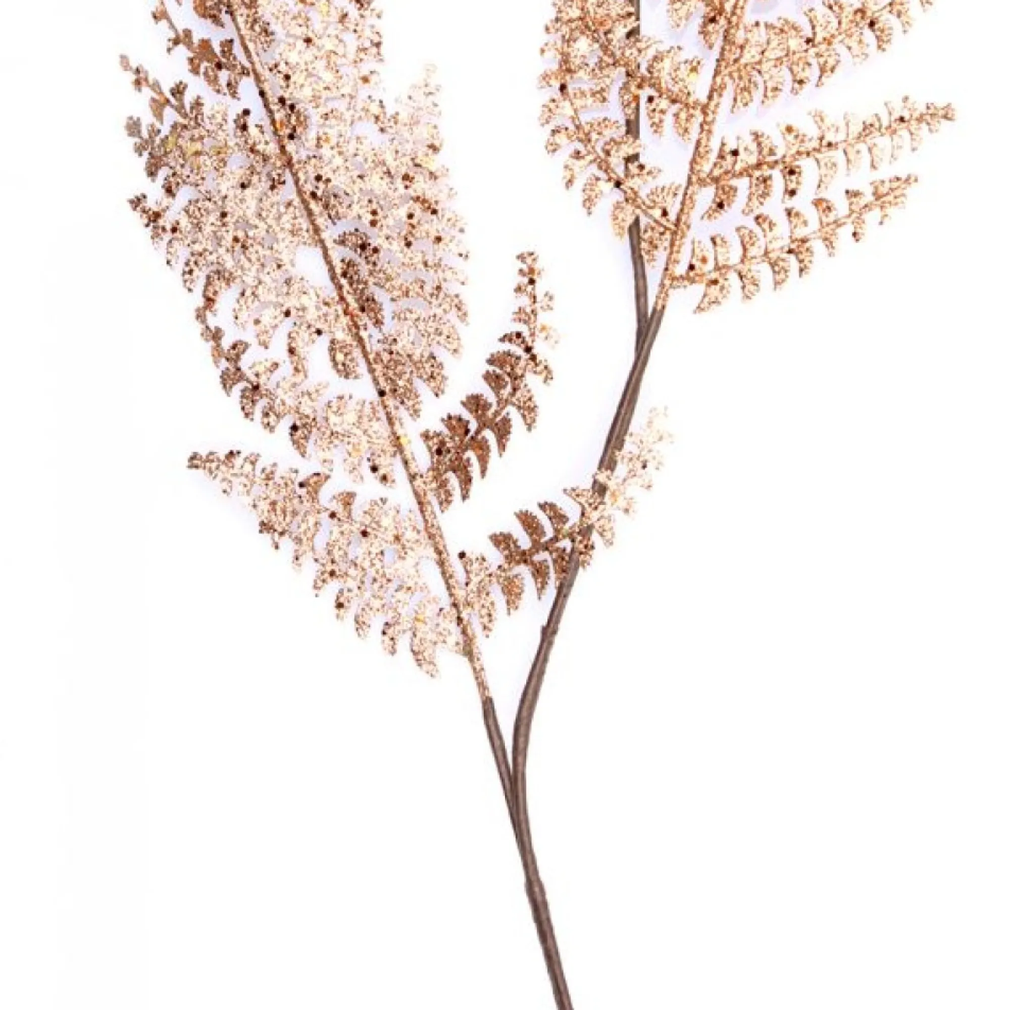 Copper Glitter Fern Spray New