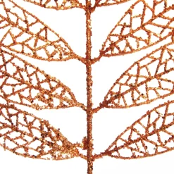 Copper Glitter Mesh Leaf Pick - Set of 2 Store