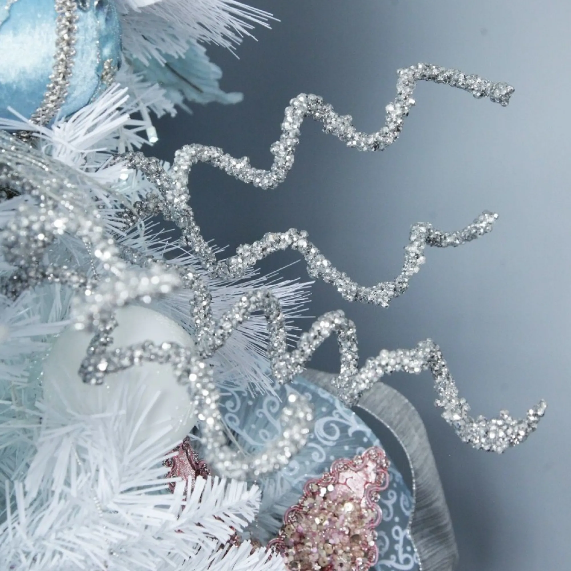 Curly Silver Beaded Glitter Pick Shop