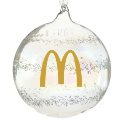 Customised Large Clear Glass Logo Decal Bauble Hot