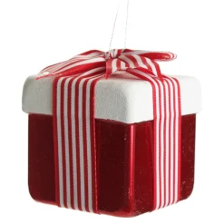 Cute Red and White Hanging Gift Box Christmas Decoration Cheap