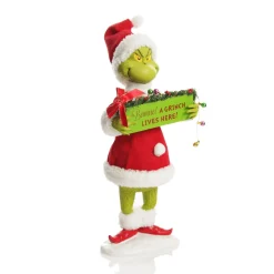 D56 Possible Dreams - Beware! A Grinch Lives Here Christmas Ornament New