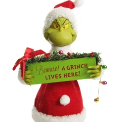 D56 Possible Dreams - Beware! A Grinch Lives Here Christmas Ornament New
