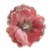 Dark Pink Velvet Magnolia Flower Clip with Jewel Centre and Sequin Tips Sale