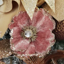 Dark Pink Velvet Magnolia Flower Clip with Jewel Centre and Sequin Tips Sale