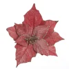 Dark Pink Velvet Poinsettia Flower Clip with Glitter Trim Clearance