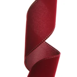 Dark Red Velvet Ribbon with Wired Edge - 6cm Store