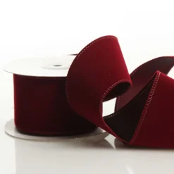 Dark Red Velvet Ribbon with Wired Edge - 6cm Store