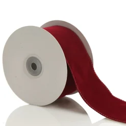 Dark Red Velvet Ribbon with Wired Edge - 6cm Store