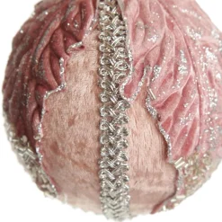 Decorative Pink Velvet and Braid Bauble New