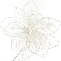 Delicate White Mesh and Sequin Flower Stem Cheap