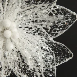 Delicate White Mesh and Sequin Flower Stem Cheap
