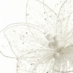Delicate White Mesh and Sequin Flower Stem Cheap