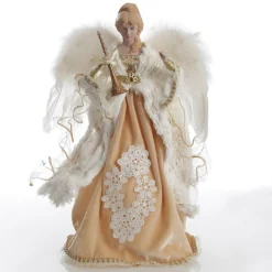 Deluxe Charming Gold and Ivory Lace Angel Tree Topper Ornament Shop