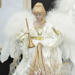 Deluxe Charming Gold and Ivory Lace Angel Tree Topper Ornament Shop