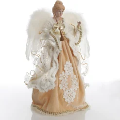 Deluxe Charming Gold and Ivory Lace Angel Tree Topper Ornament Shop