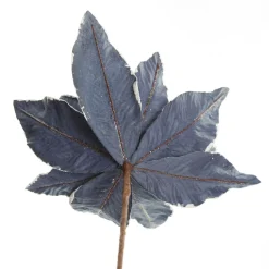 Denim Blue Poinsettia Flower Stem with Silver Glitter Highlights Discount