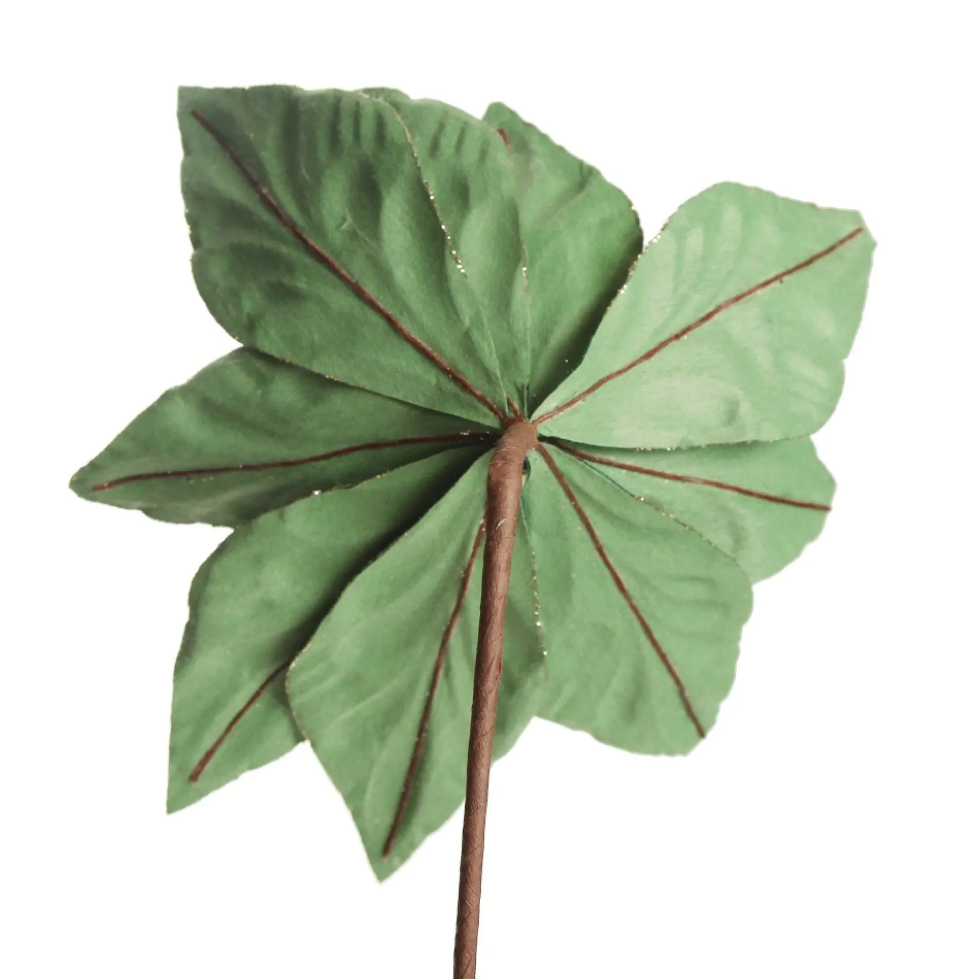 Emerald Poinsettia Flower Stem with Gold Glitter Edge Best Sale