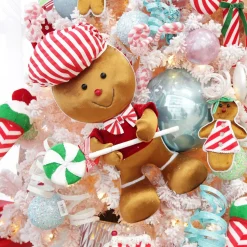 Extra Large Gingerbread Boy with Lollipop Christmas Ornament Fashion