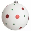 Extra Large White Christmas Bauble with Red and Green Dots Discount