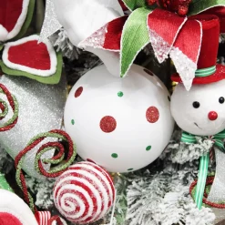 Extra Large White Christmas Bauble with Red and Green Dots Discount