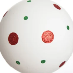 Extra Large White Christmas Bauble with Red and Green Dots Discount