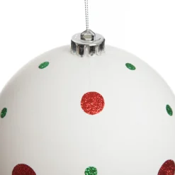 Extra Large White Christmas Bauble with Red and Green Dots Discount
