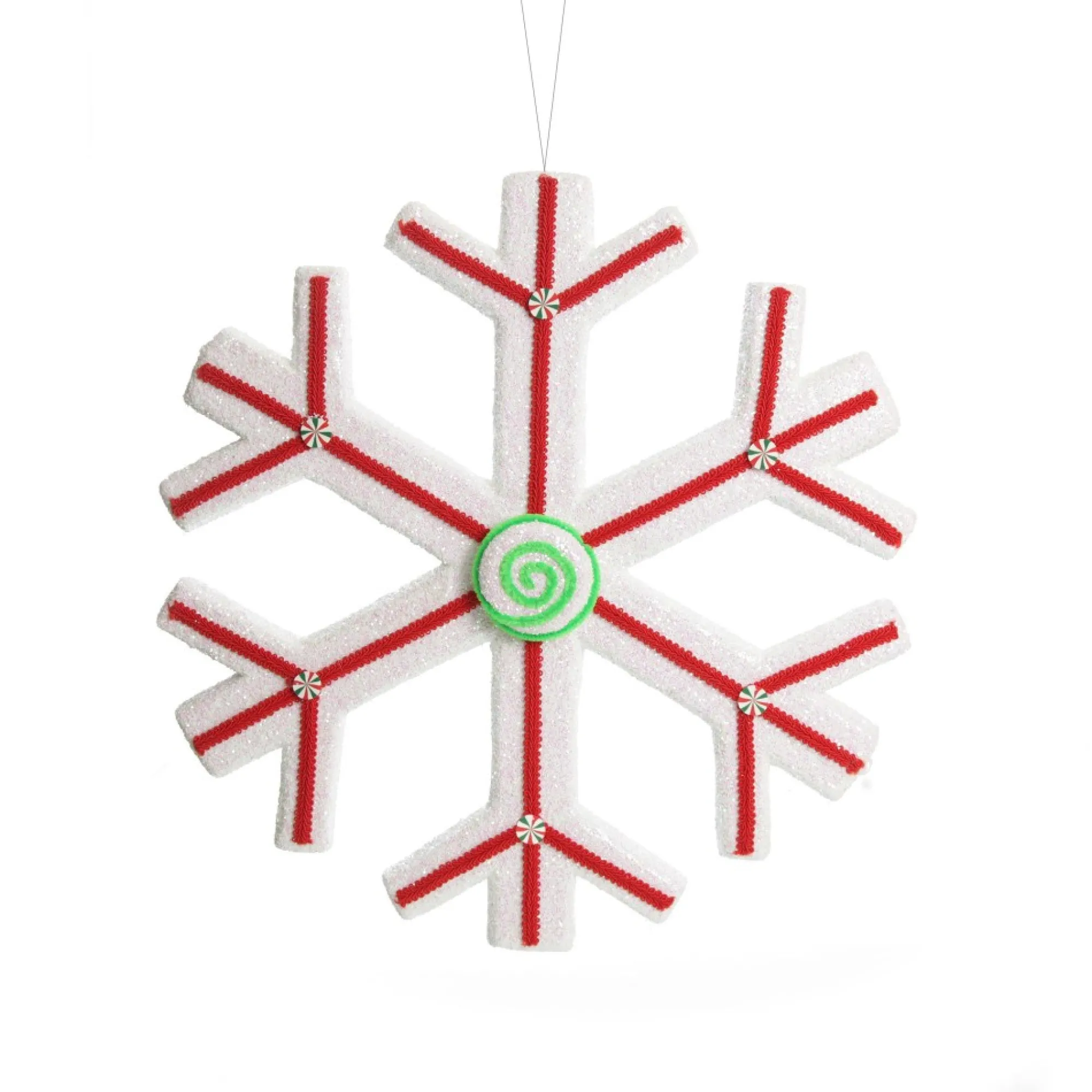 Extra Large White Snowflake with Red Lolly Trim New