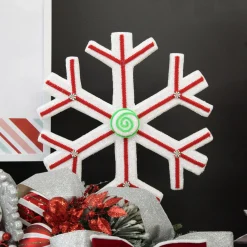 Extra Large White Snowflake with Red Lolly Trim New