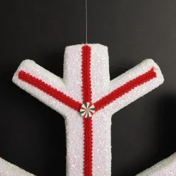 Extra Large White Snowflake with Red Lolly Trim New