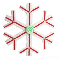 Extra Large White Snowflake with Red Lolly Trim New