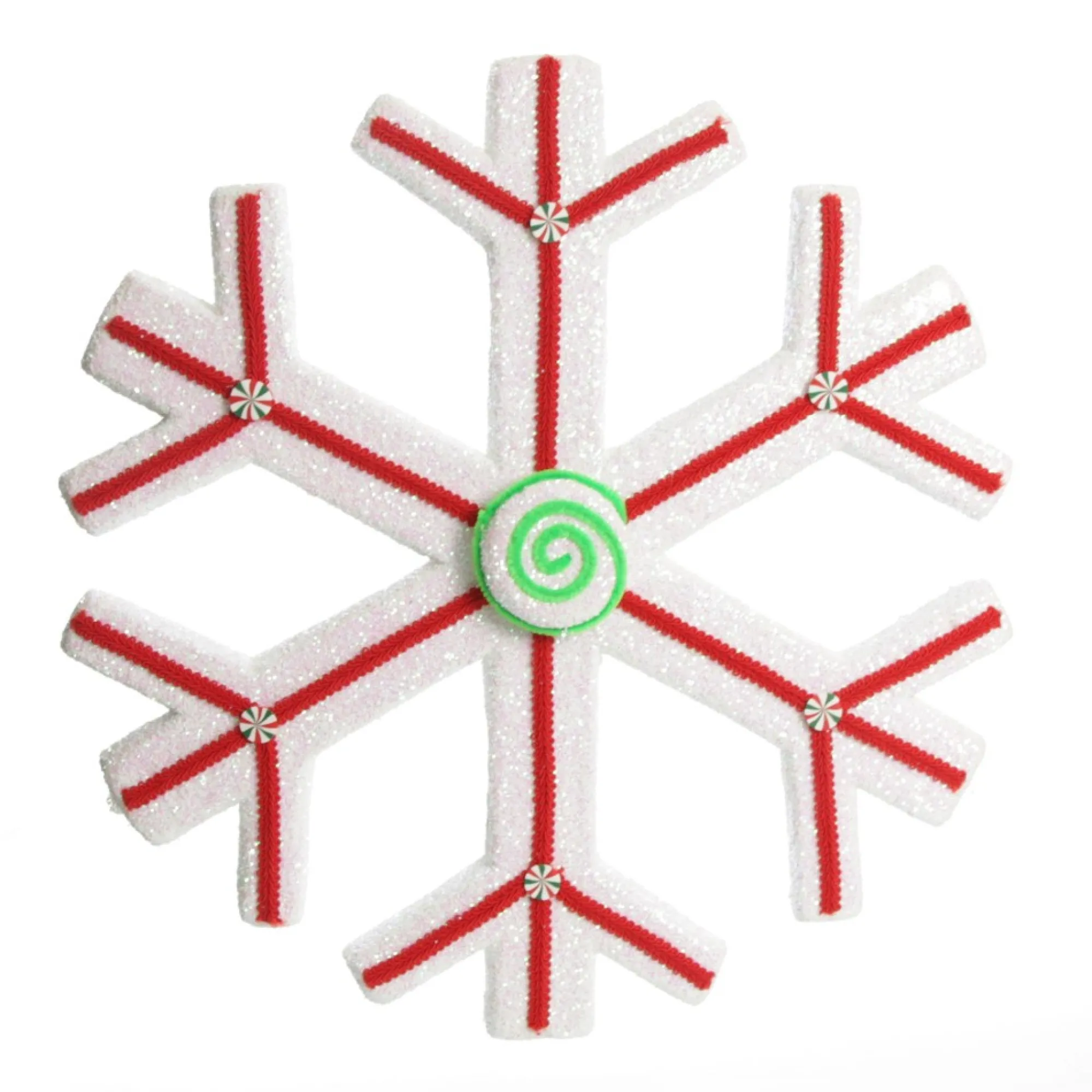 Extra Large White Snowflake with Red Lolly Trim New