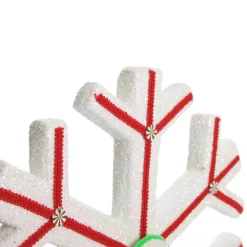 Extra Large White Snowflake with Red Lolly Trim New