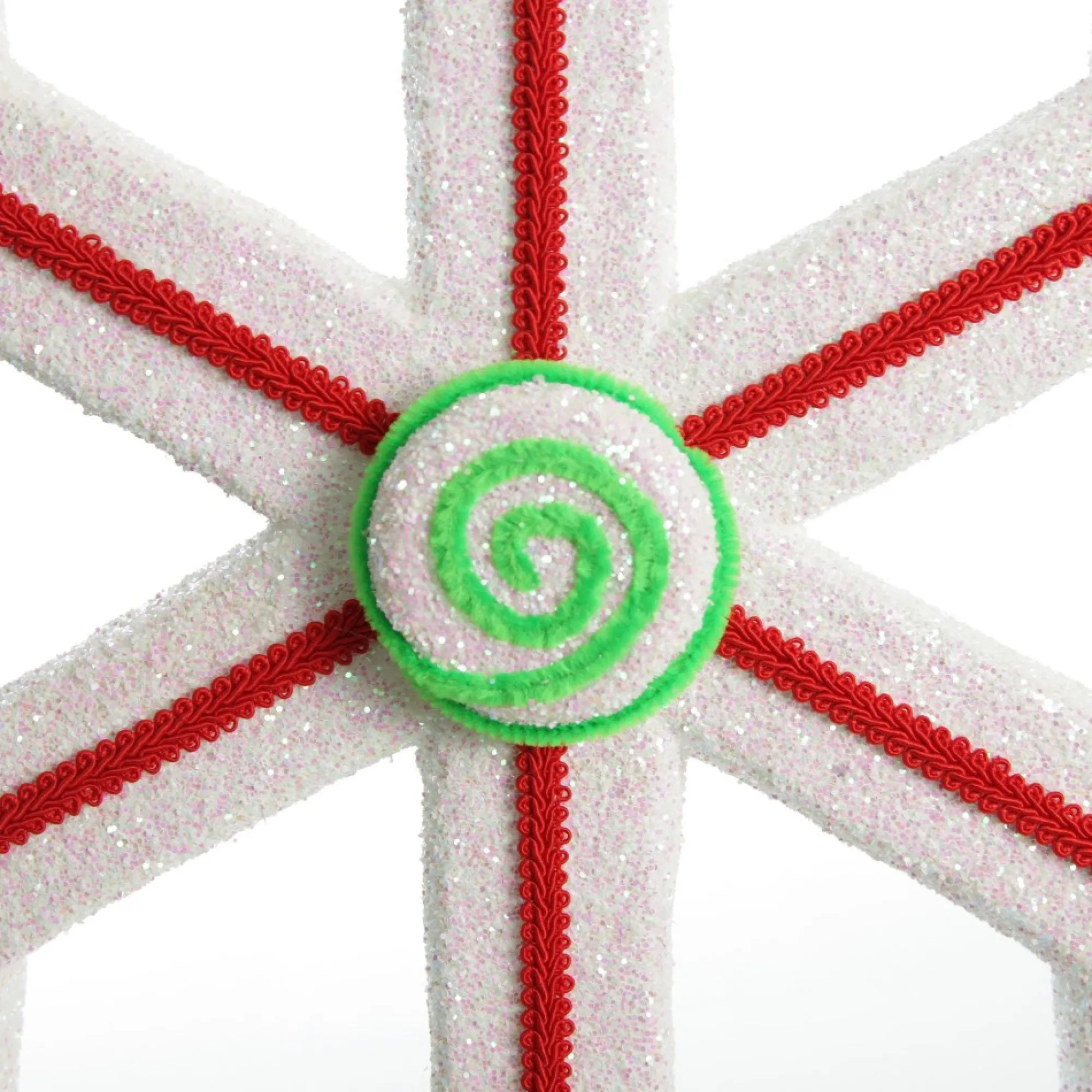 Extra Large White Snowflake with Red Lolly Trim New