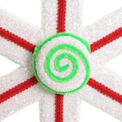 Extra Large White Snowflake with Red Lolly Trim New