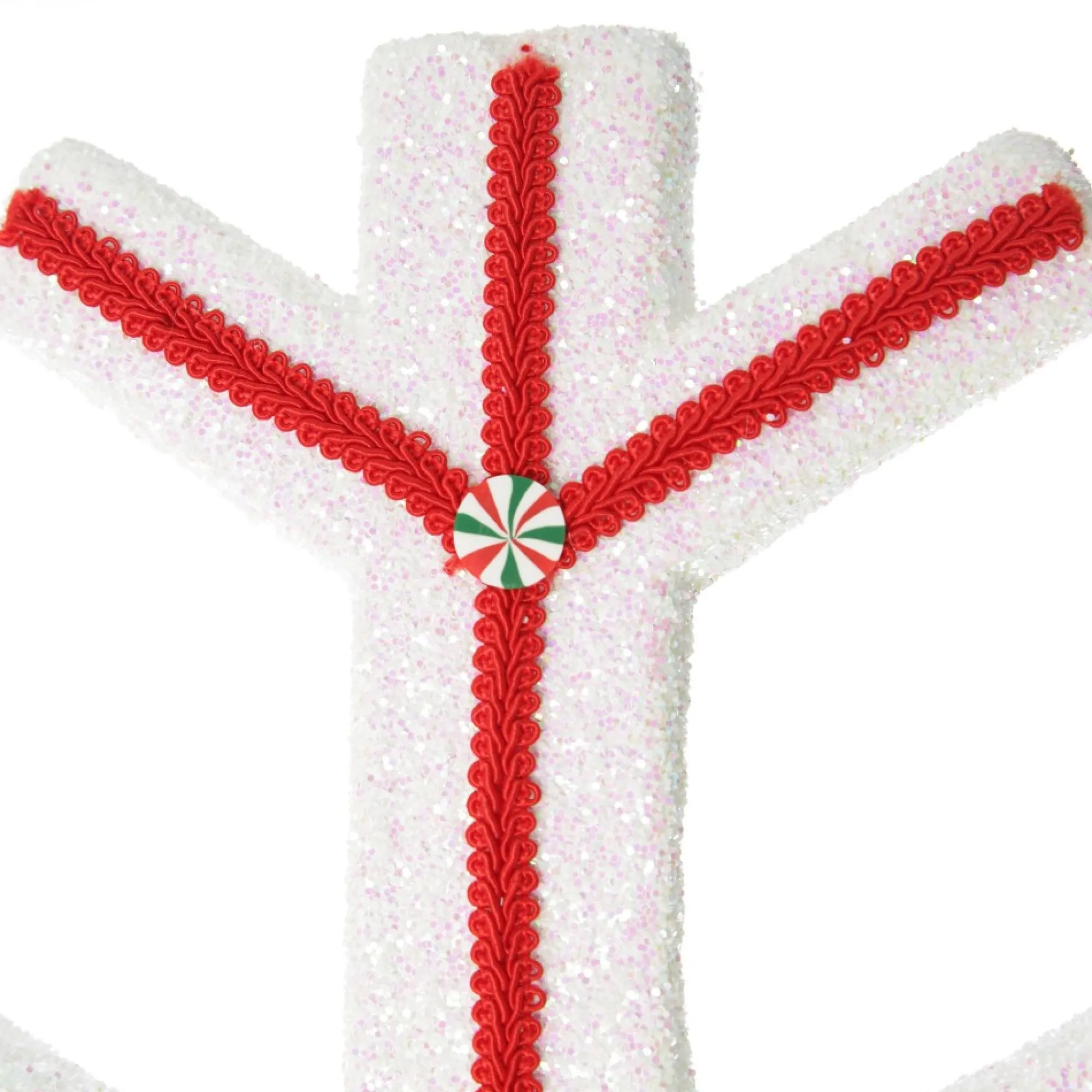 Extra Large White Snowflake with Red Lolly Trim New