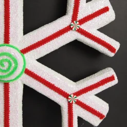 Extra Large White Snowflake with Red Lolly Trim New